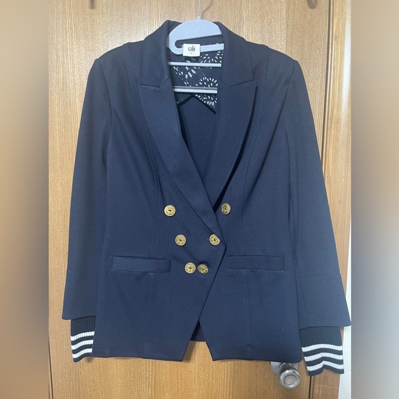 CAbi Jackets & Blazers - CAbi navy/white blazer with gold buttons Size 4- NWOT